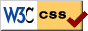 [Physical Description|An 88x31 pixel image with W3C
 in black and blue on white background in the left third and 'CSS' in
 black on a yellow background to the right. A red tick appears on the
 extreme right.][Logical Description|Valid CSS]